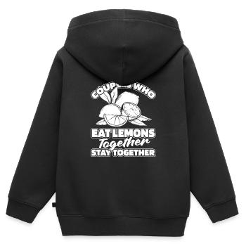 Paire de citrons - Sweat Premium à capuche zippé enfant bio - noir - Dos - AI Model Kid Male (0cm)