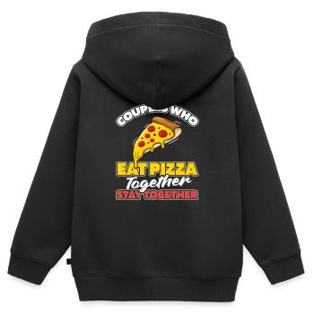 Pizza Paar - Kinder Premium Organic Zip Hoodie - Schwarz - Hinten - AI Model Kid Male (0cm)