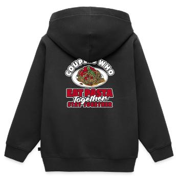 Pasta Paar - Kinder Premium Organic Zip Hoodie - Schwarz - Hinten - AI Model Kid Male (0cm)