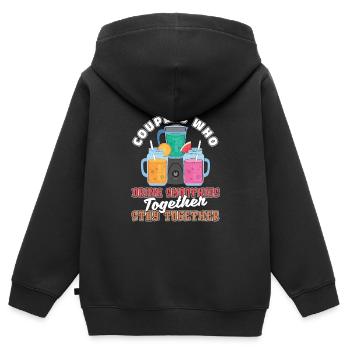 Paire de smoothies - Sweat Premium à capuche zippé enfant bio - noir - Dos - AI Model Kid Male (0cm)