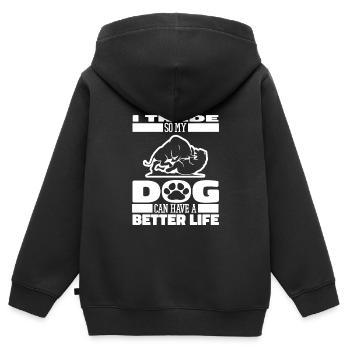Day Trading Day Trader Chien - Sweat Premium à capuche zippé enfant bio - noir - Dos - AI Model Kid Male (0cm)
