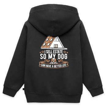 Agent immobilier Chien - Sweat Premium à capuche zippé enfant bio - noir - Dos - AI Model Kid Male (0cm)