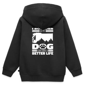 Bloc Chien de bloc - Sweat Premium à capuche zippé enfant bio - noir - Dos - AI Model Kid Male (0cm)