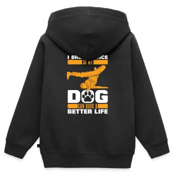 Breakdance Breakdancer Breakdancing Dog - Kids Premium Organic Zip-up Hoodie - black - Back - AI Model Kid Male (0cm)