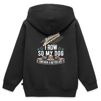 Rudern Ruderer Hund - Kinder Premium Organic Zip Hoodie - Schwarz - Hinten - AI Model Kid Male (0cm)