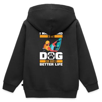 Wakeboard Wakeboarder Hund - Kinder Premium Organic Zip Hoodie - Schwarz - Hinten - AI Model Kid Male (0cm)