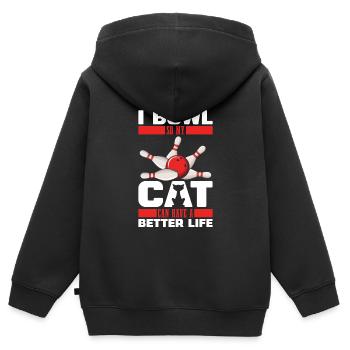Bowling Bowlen Bowler Katze - Kinder Premium Organic Zip Hoodie - Schwarz - Hinten - AI Model Kid Male (0cm)
