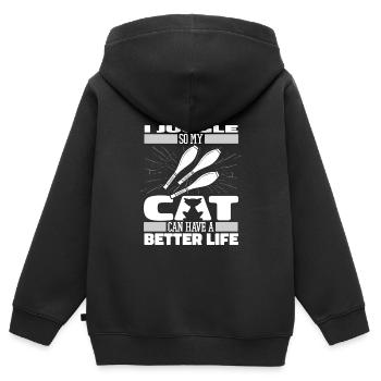 Jongler Jongleur Chat - Sweat Premium à capuche zippé enfant bio - noir - Dos - AI Model Kid Male (0cm)