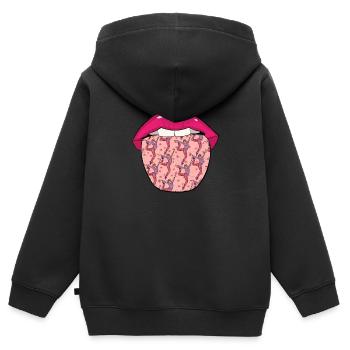 Danseurs danseurs Lèvres - Sweat Premium à capuche zippé enfant bio - noir - Dos - AI Model Kid Male (0cm)