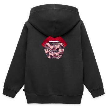 Schneemobil Motorschlitten Lippen - Kinder Premium Organic Zip Hoodie - Schwarz - Hinten - AI Model Kid Male (0cm)