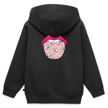 Lama Llama Langue - Sweat Premium à capuche zippé enfant bio - noir - Dos - AI Model Kid Male (0cm)