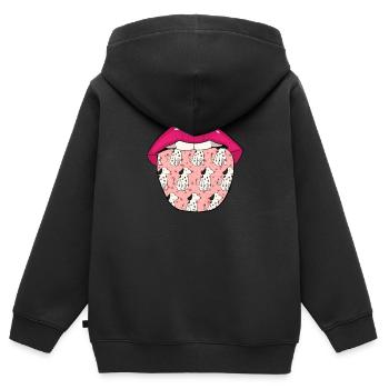 Dalmatiner Zunge - Kinder Premium Organic Zip Hoodie - Schwarz - Hinten - AI Model Kid Male (0cm)