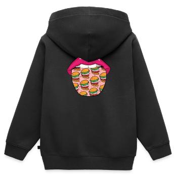 Burger Hamburger Zunge - Sweat Premium à capuche zippé enfant bio - noir - Dos - AI Model Kid Male (0cm)