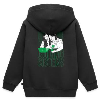 Developer Coder Programmer Sisters - Kids Premium Organic Zip-up Hoodie - black - Back - AI Model Kid Male (0cm)