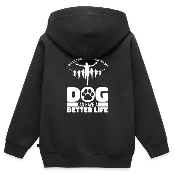 Ultramarathon Hund - Kinder Premium Organic Zip Hoodie - Schwarz - Hinten - AI Model Kid Male (0cm)