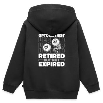 Opticien Opticien à la retraite - Sweat Premium à capuche zippé enfant bio - noir - Dos - AI Model Kid Male (0cm)