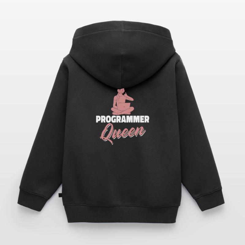 Développeur Coder Programmeur Queen Sweat Premium à capuche zippé enfant bio