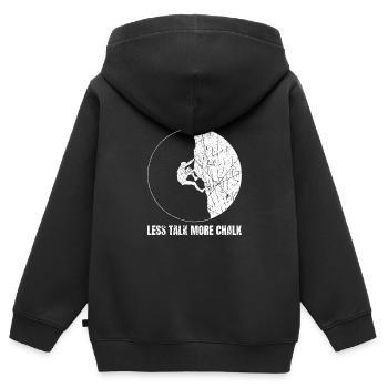Moins parler Plus de craie Escalade de bloc - Sweat Premium à capuche zippé enfant bio - noir - Dos - AI Model Kid Male (0cm)