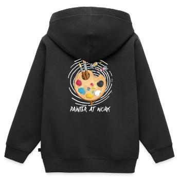 Peintre Vernisseur Art Palette - Sweat Premium à capuche zippé enfant bio - noir - Dos - AI Model Kid Male (0cm)