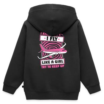 Flugbegleiter Stewardess Witzig - Kinder Premium Organic Zip Hoodie - Schwarz - Hinten - AI Model Kid Male (0cm)
