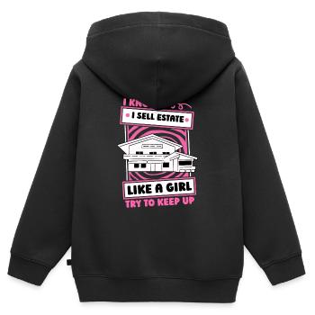 Agent immobilier Fille - Sweat Premium à capuche zippé enfant bio - noir - Dos - AI Model Kid Male (0cm)
