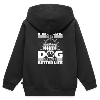 Bowling Bowlen Bowler Hund - Kinder Premium Organic Zip Hoodie - Schwarz - Hinten - AI Model Kid Male (0cm)