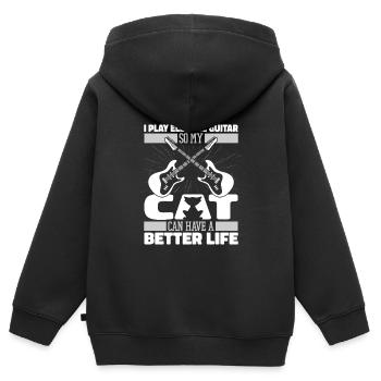 E Gitarre Elektrogitarre Katze - Kinder Premium Organic Zip Hoodie - Schwarz - Hinten - AI Model Kid Male (0cm)