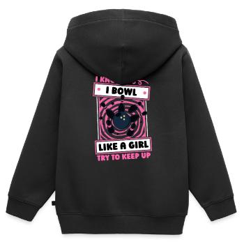 Bowling Bowlen Bowler Mädchen - Kinder Premium Organic Zip Hoodie - Schwarz - Hinten - AI Model Kid Male (0cm)