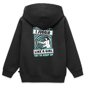 Jongler avec l’humour de jongleur - Sweat Premium à capuche zippé enfant bio - noir - Dos - AI Model Kid Male (0cm)