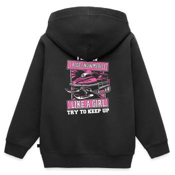 Schneemobil Motorschlitten Humor - Kinder Premium Organic Zip Hoodie - Schwarz - Hinten - AI Model Kid Male (0cm)