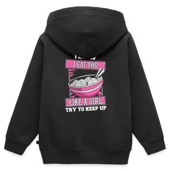 Pho Bowl Filles - Sweat Premium à capuche zippé enfant bio - noir - Dos - AI Model Kid Male (0cm)