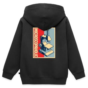 Biologie Biologiste Microscope - Sweat Premium à capuche zippé enfant bio - noir - Dos - AI Model Kid Male (0cm)
