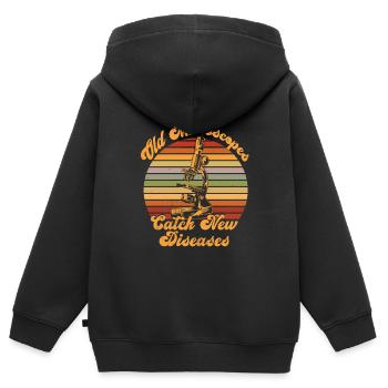 Biologie Biologiste Microscope - Sweat Premium à capuche zippé enfant bio - noir - Dos - AI Model Kid Male (0cm)