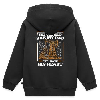 Ölfeld Bohrinsel Papa - Kinder Premium Organic Zip Hoodie - Schwarz - Hinten - AI Model Kid Male (0cm)