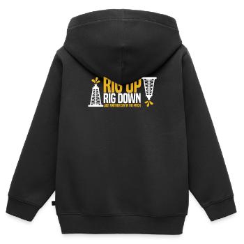 Ölfeld Bohrinsel Lustig - Kinder Premium Organic Zip Hoodie - Schwarz - Hinten - AI Model Kid Male (0cm)