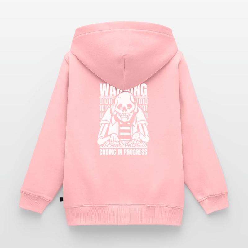 Avertissement pour le programmeur Developer Coder Sweat Premium à capuche zippé enfant bio