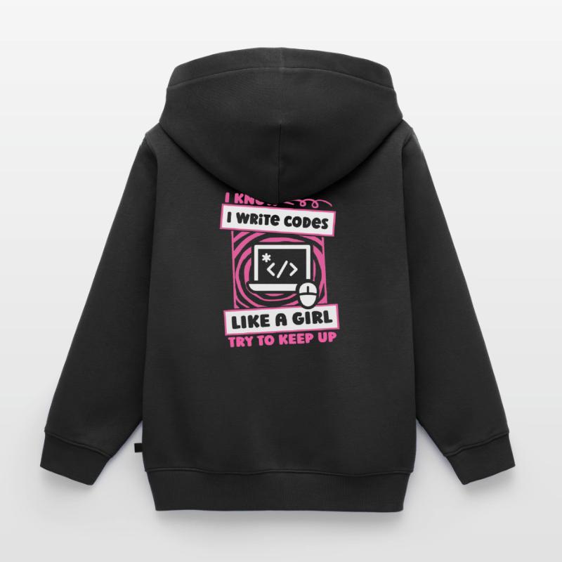 Developer Coder Programmer Girl Kids Premium Organic Zip-up Hoodie