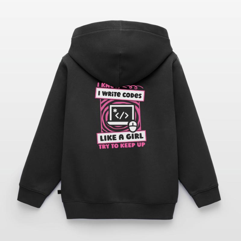 Developer Coder Programmer Girl Kids Premium Organic Zip-up Hoodie