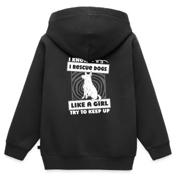 Hund Rettungshund Mädchen - Kinder Premium Organic Zip Hoodie - Schwarz - Hinten - AI Model Kid Male (0cm)