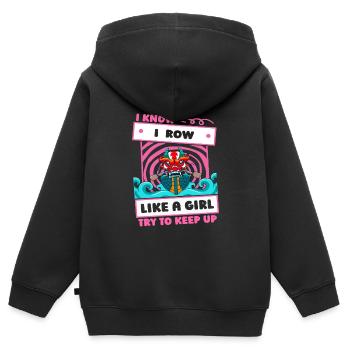 Rudern Ruderer Mädchen - Kinder Premium Organic Zip Hoodie - Schwarz - Hinten - AI Model Kid Male (0cm)