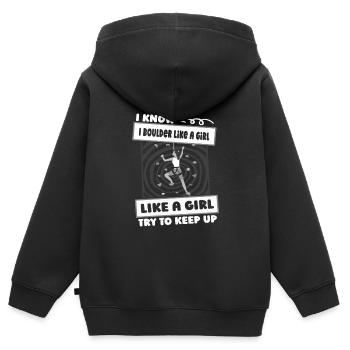 Bloc Bloc Filles - Sweat Premium à capuche zippé enfant bio - noir - Dos - AI Model Kid Male (0cm)
