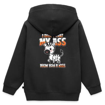 Zebra Witzig - Kinder Premium Organic Zip Hoodie - Schwarz - Hinten - AI Model Kid Male (0cm)