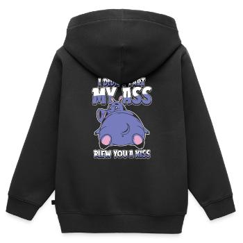 Hippopotame Hippopotame Drôle - Sweat Premium à capuche zippé enfant bio - noir - Dos - AI Model Kid Male (0cm)