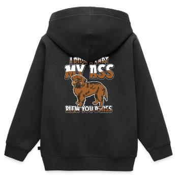 Bruxelles Griffon - Sweat Premium à capuche zippé enfant bio - noir - Dos - AI Model Kid Male (0cm)