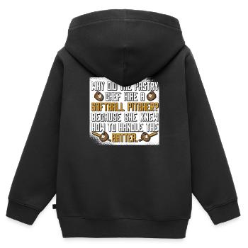 Softball Witzig - Kinder Premium Organic Zip Hoodie - Schwarz - Hinten - AI Model Kid Male (0cm)