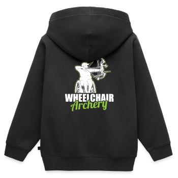 Tir à l’arc Tir à l’arc Archer Fauteuil roulant - Sweat Premium à capuche zippé enfant bio - noir - Dos - AI Model Kid Male (0cm)