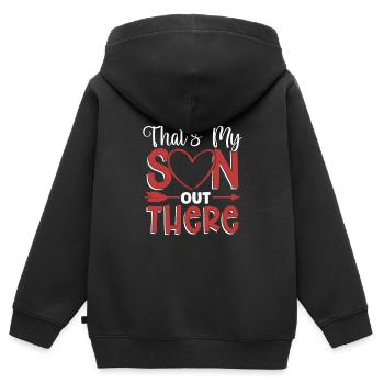 Maman Mère Fils C’est mon fils là-bas - Sweat Premium à capuche zippé enfant bio - noir - Dos - AI Model Kid Male (0cm)
