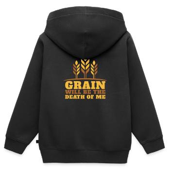 Glutenfrei Lustig - Kinder Premium Organic Zip Hoodie - Schwarz - Hinten - AI Model Kid Male (0cm)