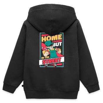 Cuisine de rue - Sweat Premium à capuche zippé enfant bio - noir - Dos - AI Model Kid Male (0cm)