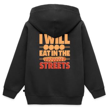 Nourriture de rue Corndog - Sweat Premium à capuche zippé enfant bio - noir - Dos - AI Model Kid Male (0cm)